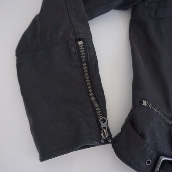 Free People We The Free Rebel Black Faux Leather Zip Moto Biker Jacket Xl - Picture 8 of 16